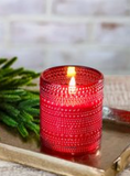 4 Red Led Beaded Glass Candle