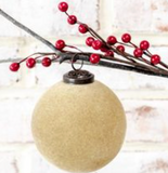 4 Tan Velvet Ball Ornament