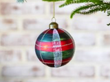 3 Plaid Glass Ball Ornament