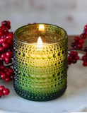 4 Green Led Beaded Glass Candle
