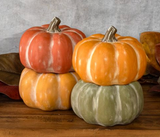 6" Pumpkin 2 Org. 1 Grn. 1 Dk Org.