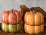 8" Open Top Pumpkin 2 Org. 1 Grn. 1 Dk Org.