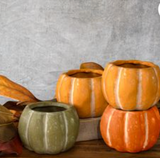 5.5" Open Top Pumpkin 2 Org. 1 Grn. 1 Dk Org.