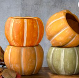 12" Open Top Pumpkin 2 Org. 1 Grn. 1 Dk Org.