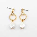 Gd Stone Pave Pearl Dangle Post
