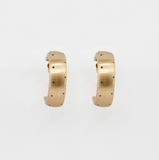 Gold Sm Blk Polka Dot Hoop Earring