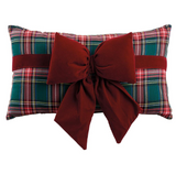 8wx18.5"l Plaid Plw W/vlvt Bow
