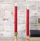 2 Pc Red Led Taper Candle Set