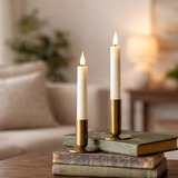 2 Pc 6" Ivory Led Taper Candle Set