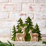 Wood Trees W/ 2 Cut Deer