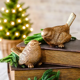 2 Asst, 4.5" Ant Gold Holiday Birds