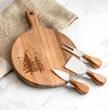 10.9" Tree 3pc Cheese Board & Knife Set
