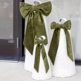 White Bells With Green Velvet Bow