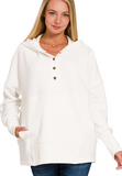 Half Button Fleece Hooded Pullover