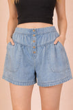 Mineral Washed Chambray Button Down Shorts