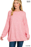 Oversized Round Neck Raw Seam Melange Sweater