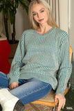 Curved Hem Two-tone Sweater