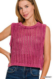 Acid Washed Fishnet Sweater Vest