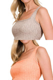 Ribbed Square Neck Cropped Sleeveless Top