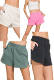 Fleece Elastic Waistband Dolphin Shorts