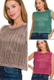 Acid Washed Fishnet Sweater Vest