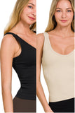 Ribbed Padded V-Neck Bra Tank