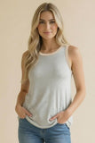 Round Neck Color Block Edge Striped Tank Top