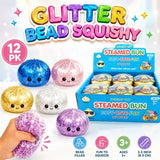 Sparkle Bead Bun Squishy Squeeze Toy Sensory Fidget Dumpling