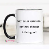 Hey Quick Questions Funny Coffee Mug