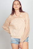 Oversized High Neck Henley Knit Top