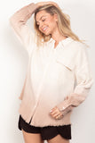 Oversized Cotton Gauze Ombre Washed Shirt Top