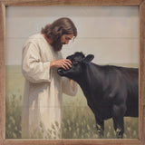 Jesus And The Little Angus Cow 24x24