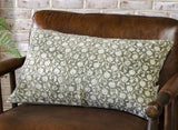 14 X 24 X 5 Dark Olive Floral Pillow