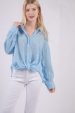 Oversized Sheer Textured Woven Shirt Blouse Top