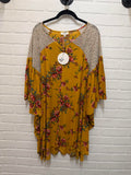 Floral Mixed Print Batwing Sleeve With High Low Hem