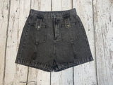 High Waist Washed Y2k Cargo Shorts