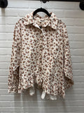 Collared Floral Peplum Hem Babydoll Shirt