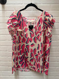 Abstract Print V-neck Top