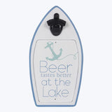 Mount Bottle Opener Wood Boat Shaped Welcome