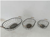 Galvanized/Rust Wire Oval Basket