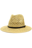 BLACK BELT JAZZ STYLE WEAVE STRAW HAT