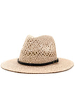 BLACK BELT JAZZ STYLE WEAVE STRAW HAT